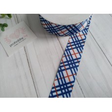 Лента репсовая 25 мм "Полосы", цвет синий/темно-оранжевый